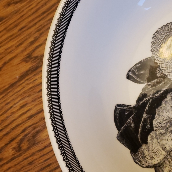 9" Victorian English Bowl Cream colored with black detail. - Picture 5 of 5